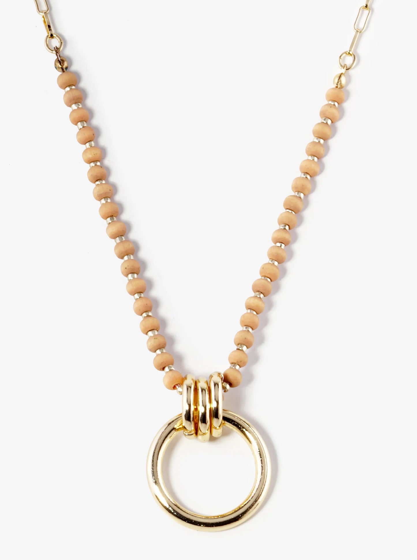 Door Knocker Pendant Wood Beaded Necklace