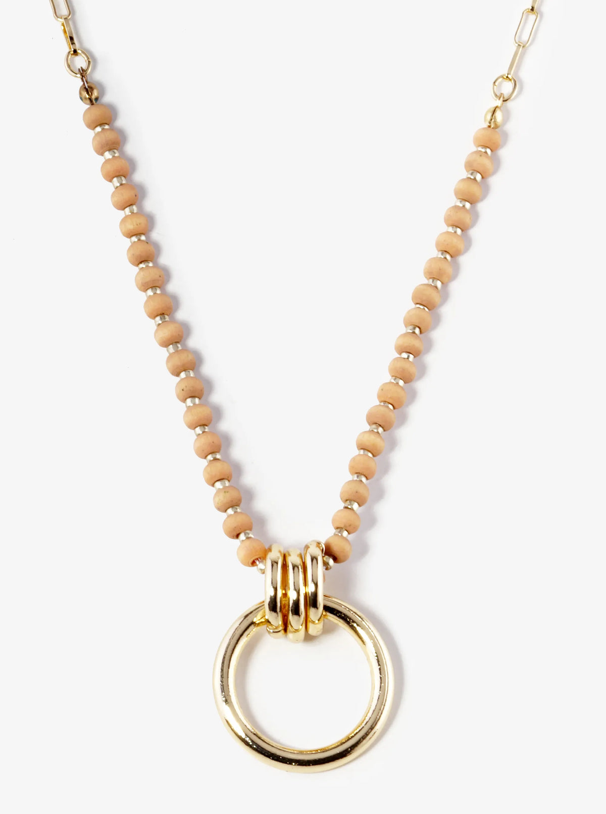Door Knocker Pendant Wood Beaded Necklace