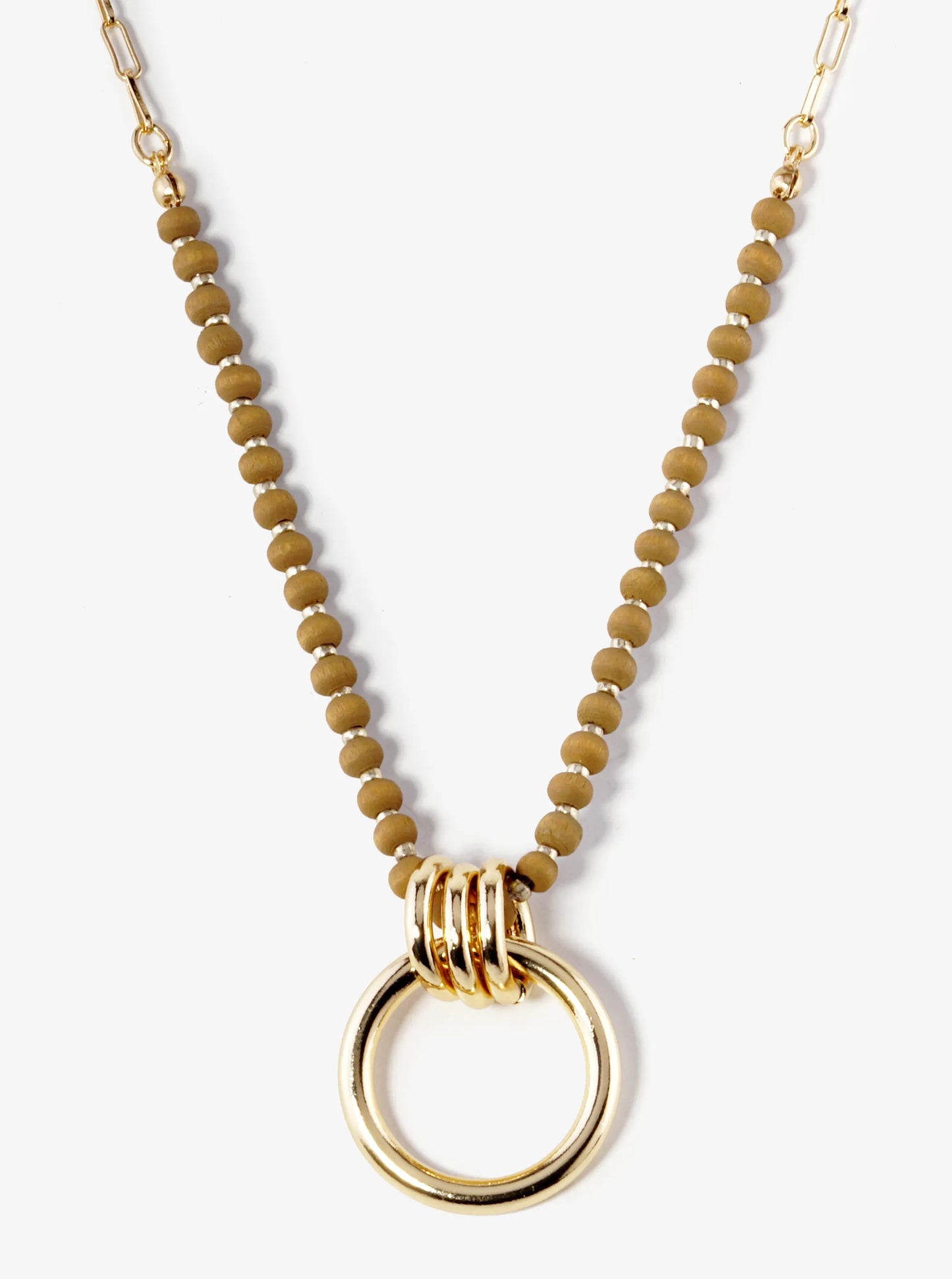 Door Knocker Pendant Wood Beaded Necklace