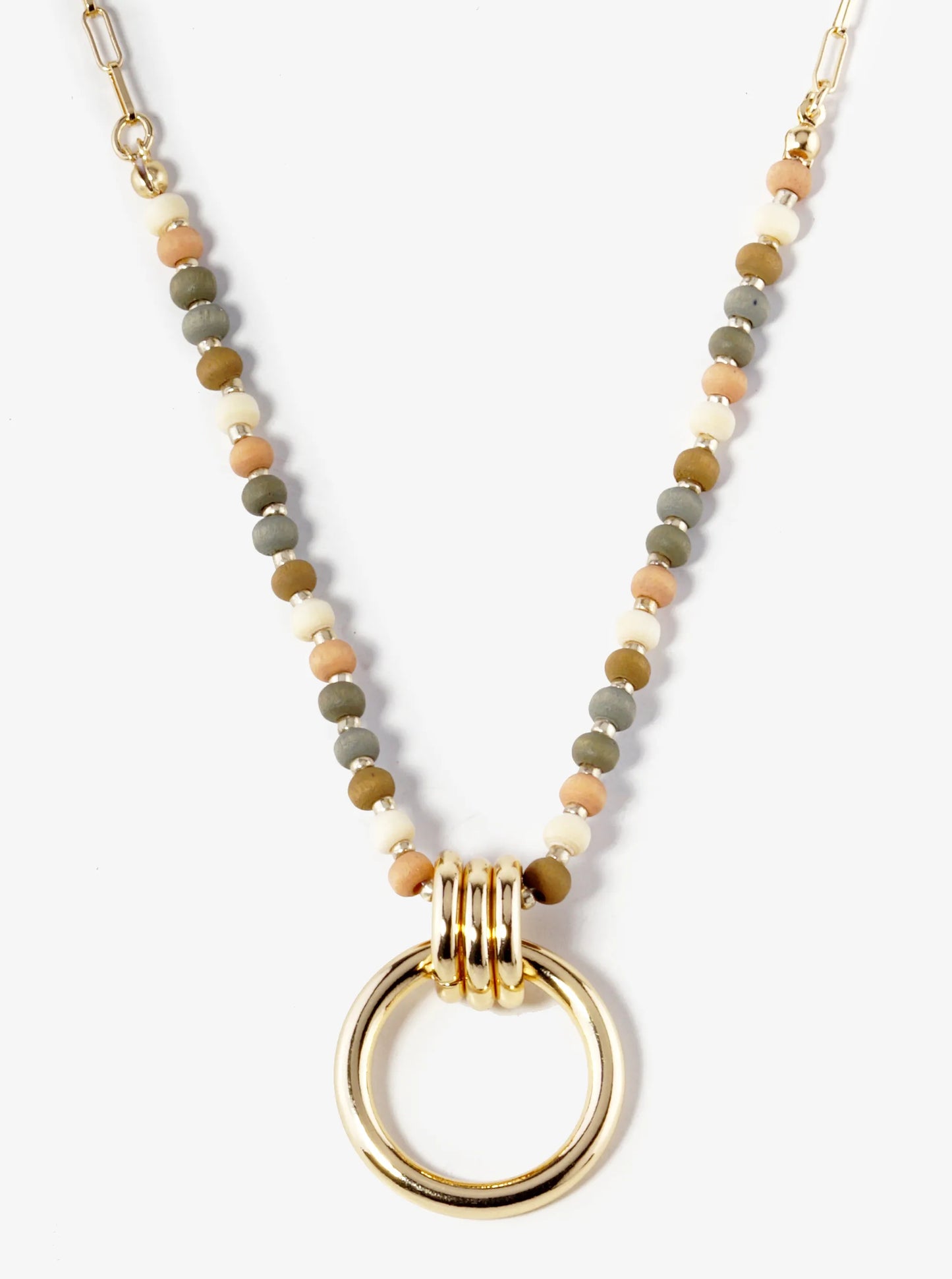 Door Knocker Pendant Wood Beaded Necklace