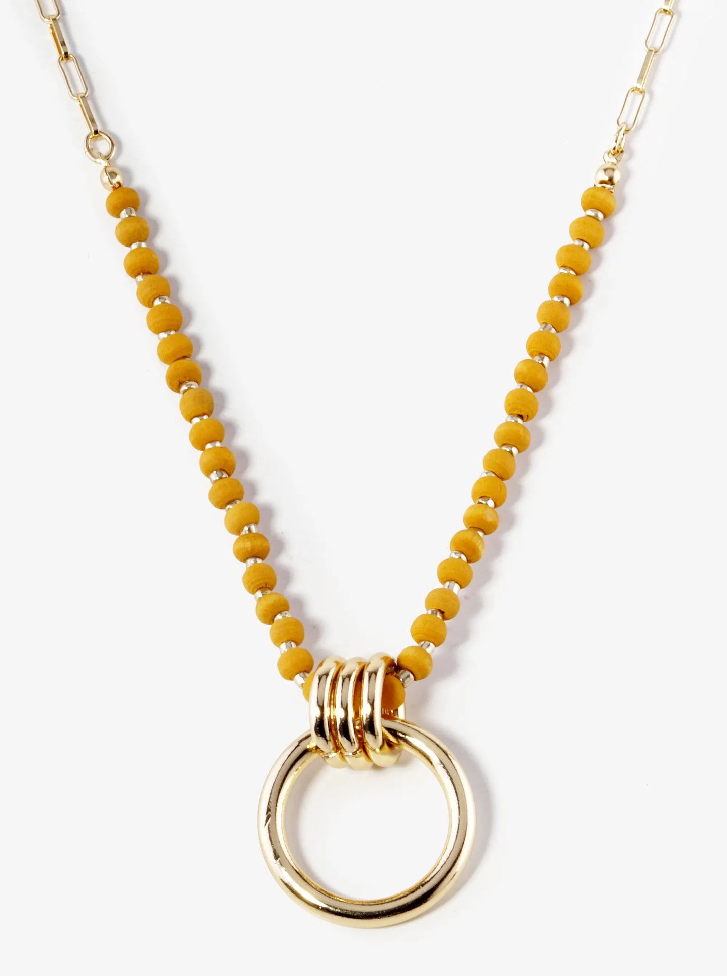 Door Knocker Pendant Wood Beaded Necklace