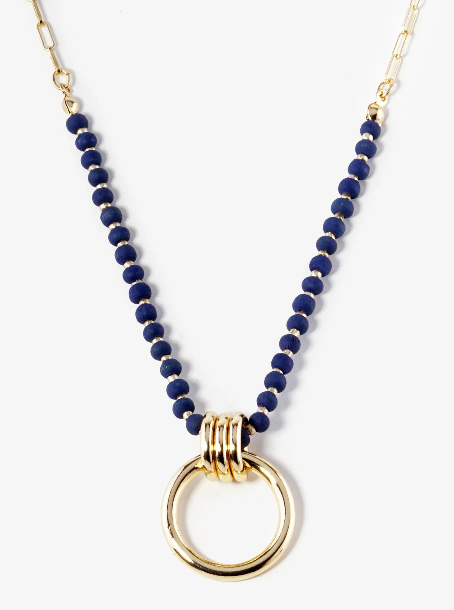 Door Knocker Pendant Wood Beaded Necklace