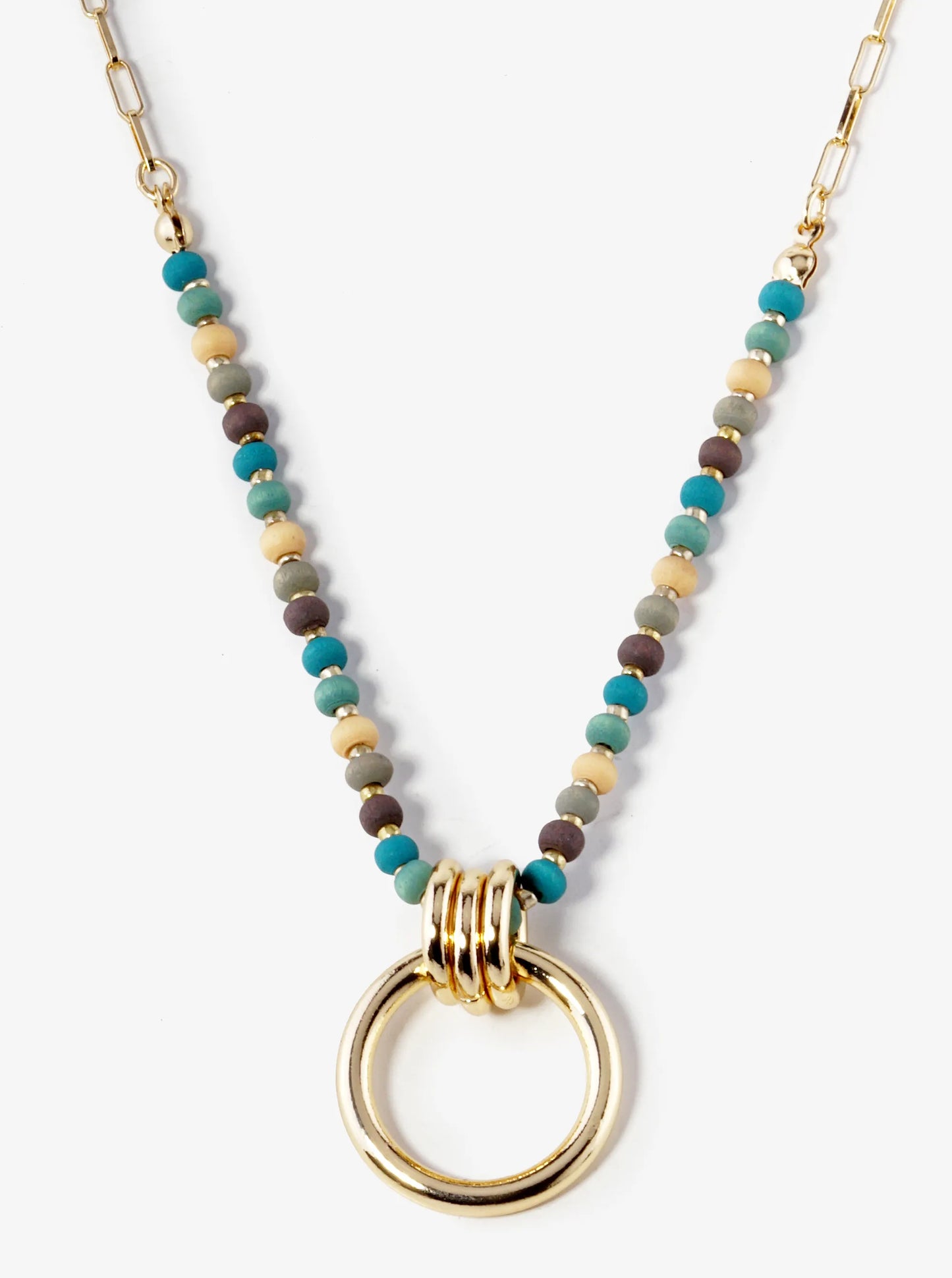 Door Knocker Pendant Wood Beaded Necklace