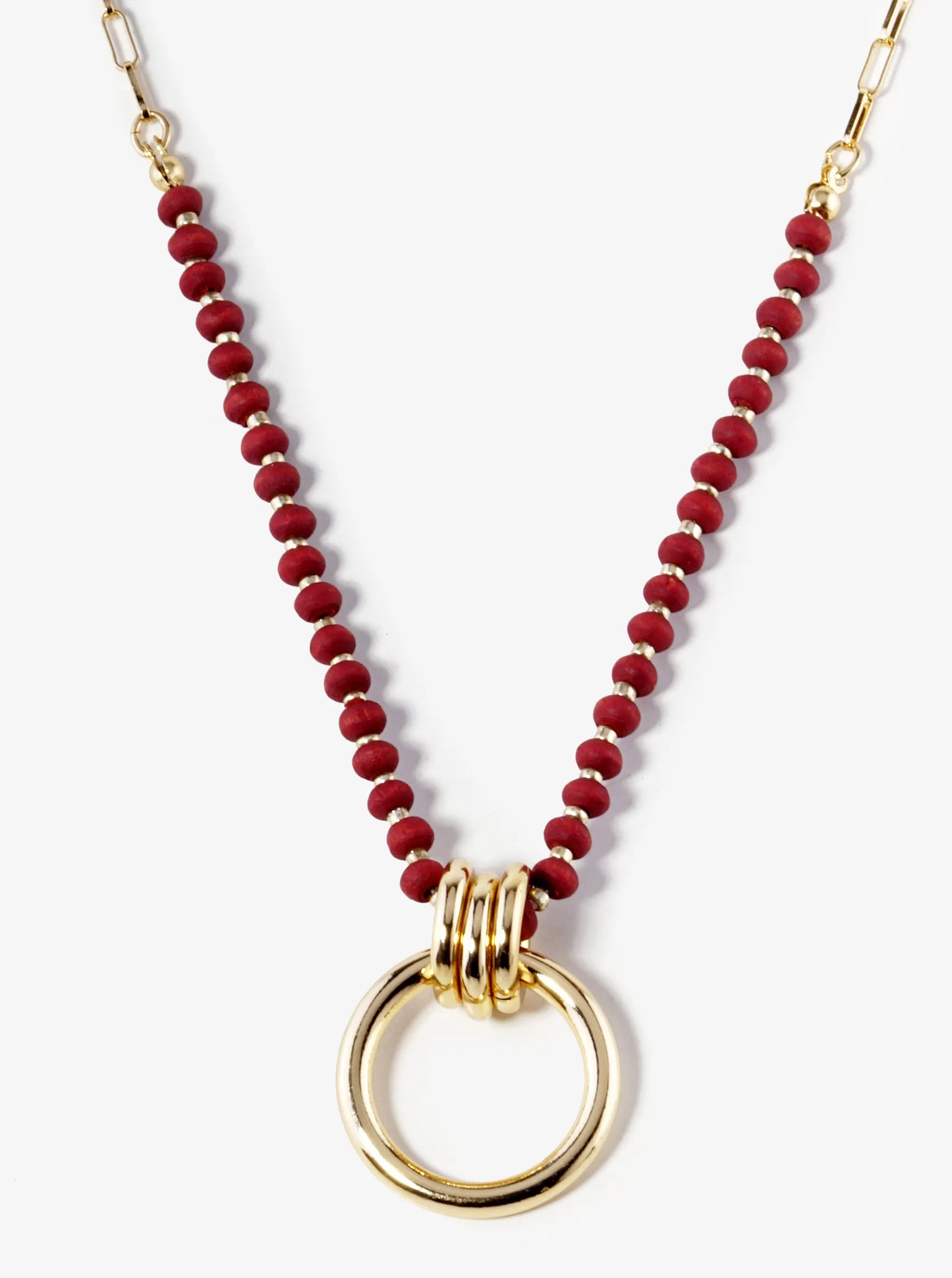 Door Knocker Pendant Wood Beaded Necklace