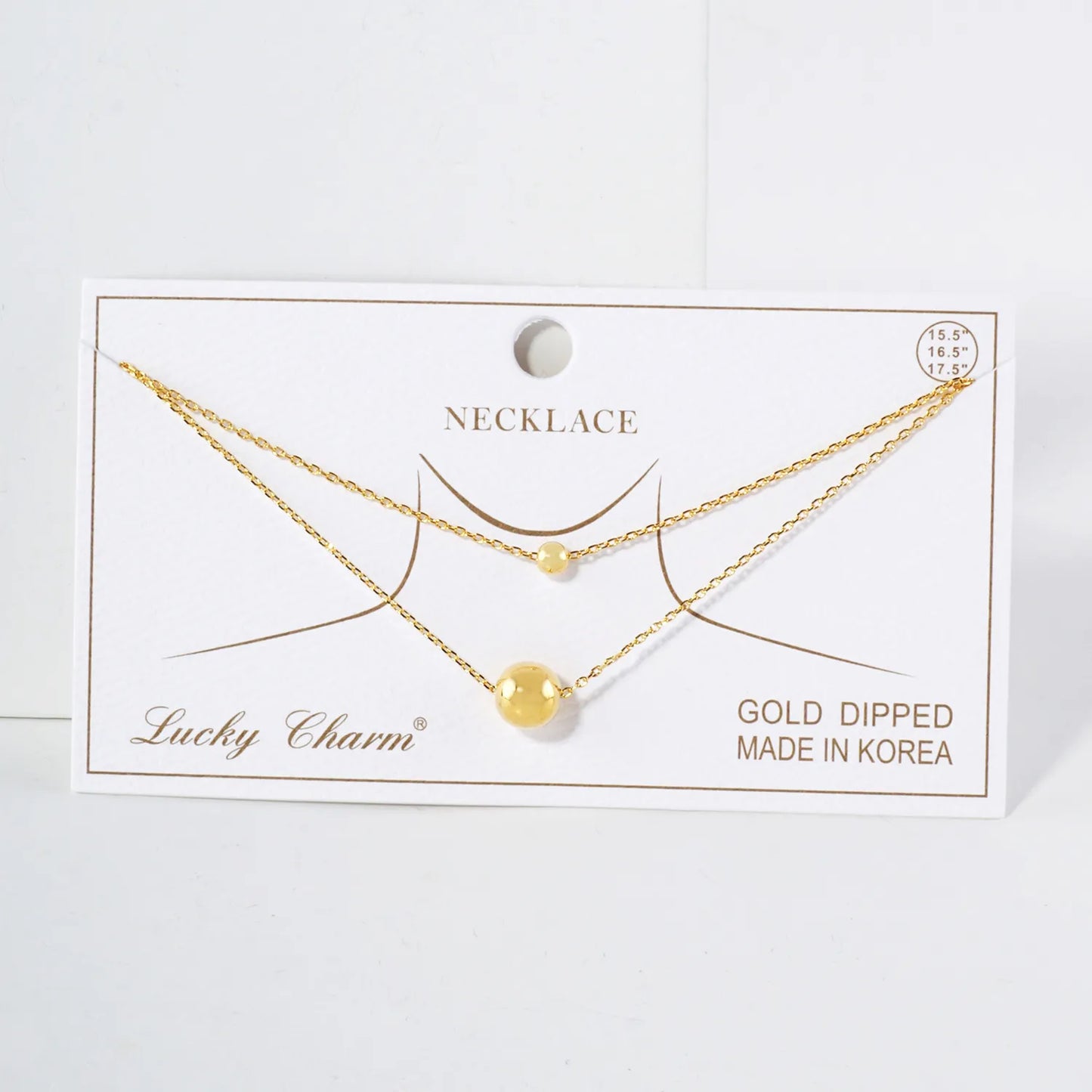 Double Ball Pendant 18K-Gold-Dipped Brass Layered Necklace