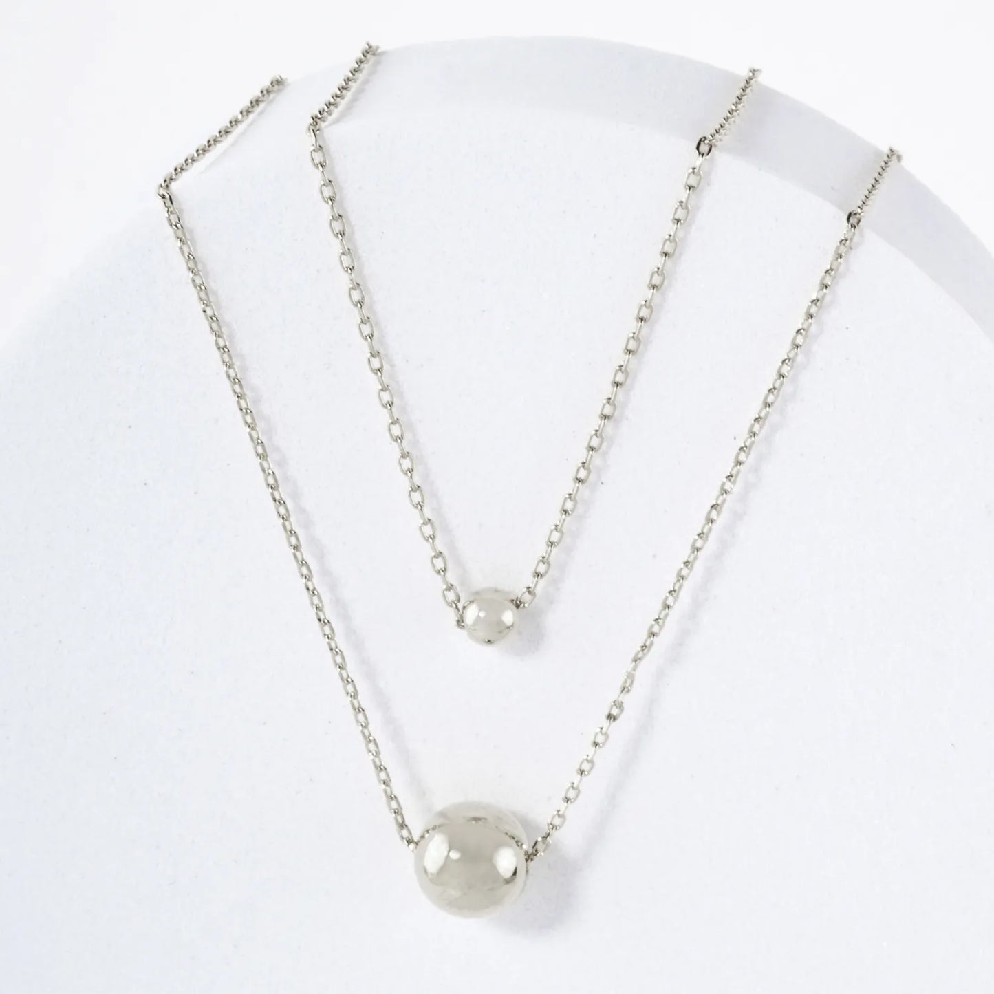 Double Ball Pendant 18K-Gold-Dipped Brass Layered Necklace
