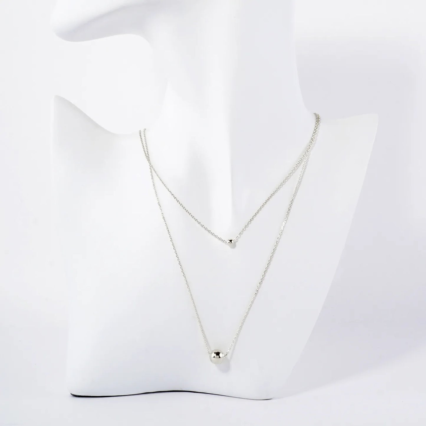 Double Ball Pendant 18K-Gold-Dipped Brass Layered Necklace