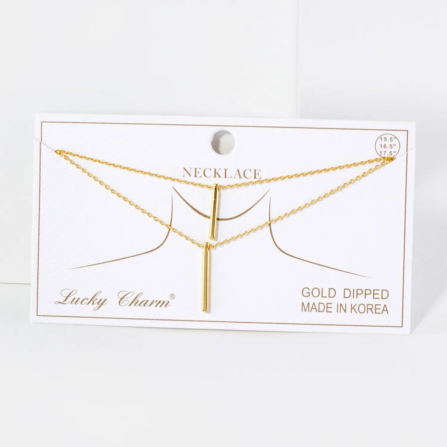 Double Bar Pendant 18K-Gold-Dipped Brass Layered Necklace