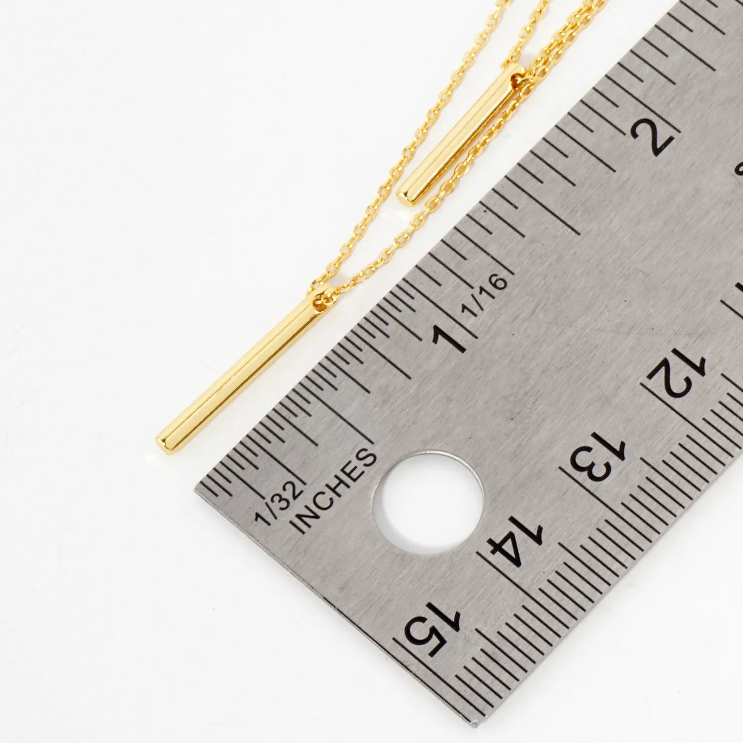 Double Bar Pendant 18K-Gold-Dipped Brass Layered Necklace