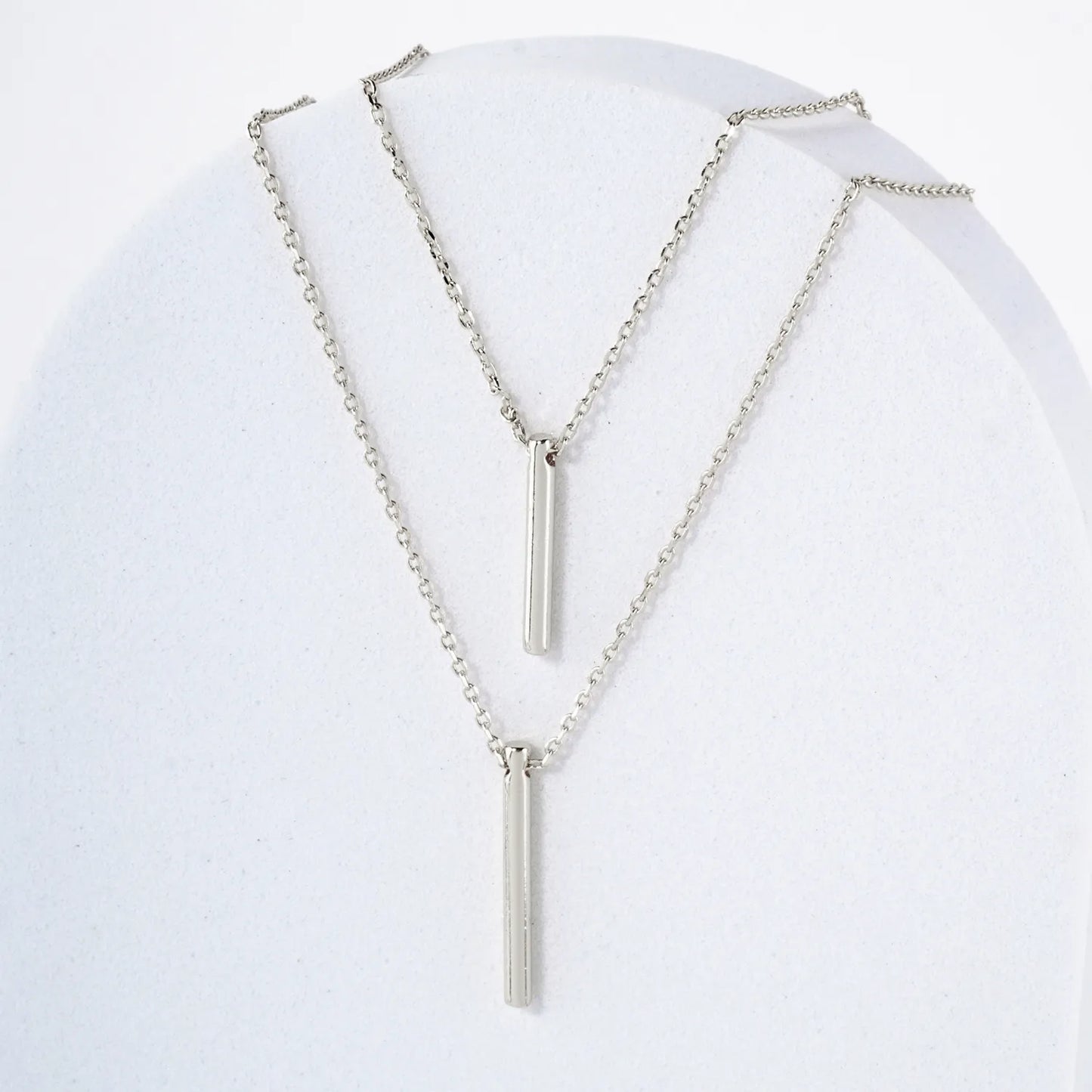 Double Bar Pendant 18K-Gold-Dipped Brass Layered Necklace