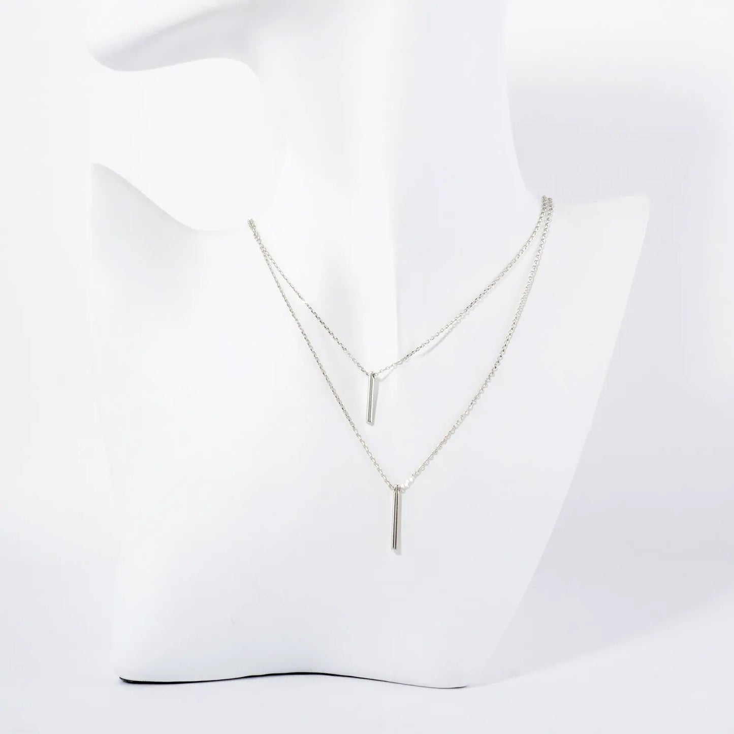 Double Bar Pendant 18K-Gold-Dipped Brass Layered Necklace