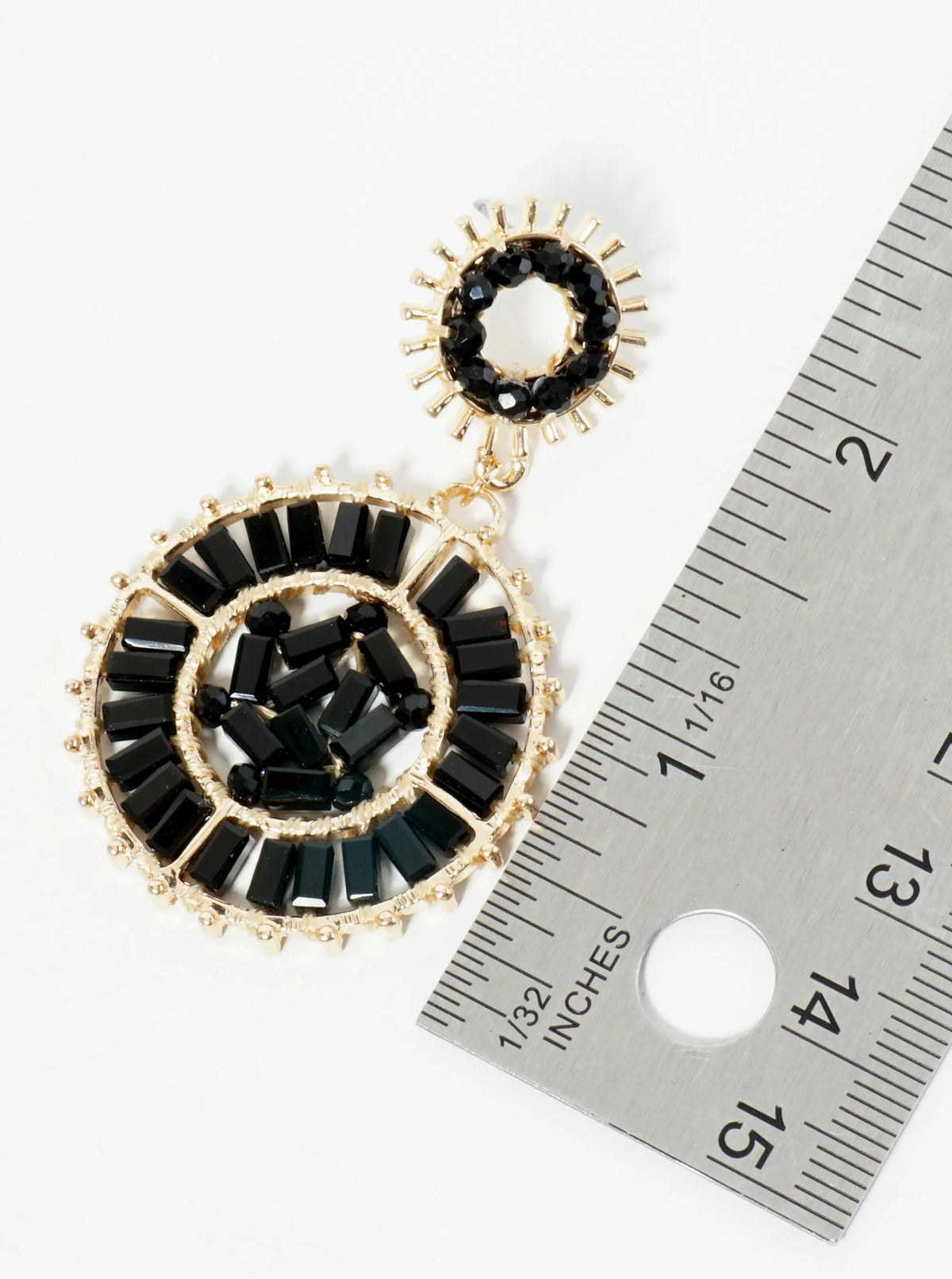 Double Circle Drop Earrings Adorned With Glass Beads