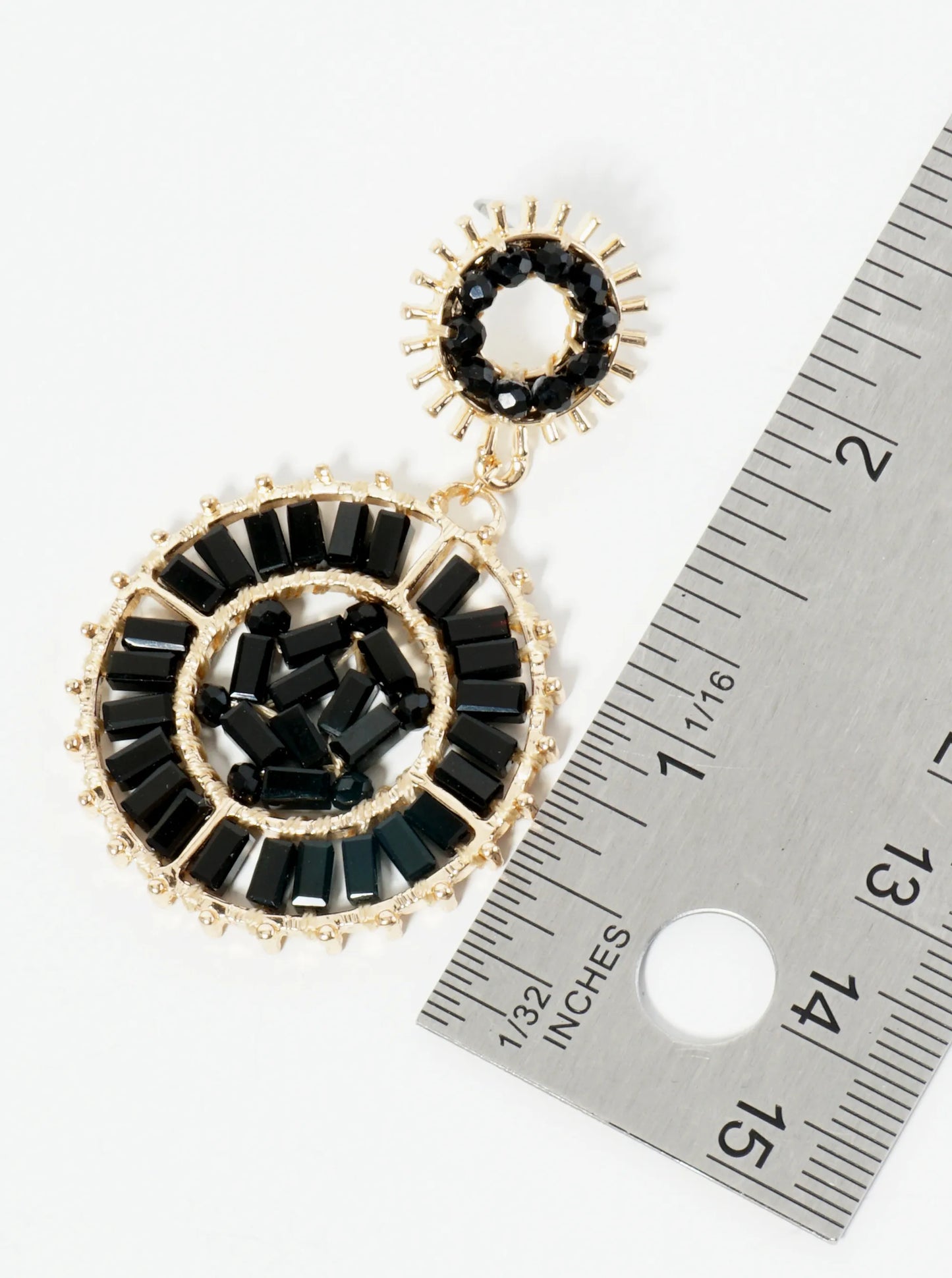 Double Circle Drop Earrings Adorned With Glass Beads