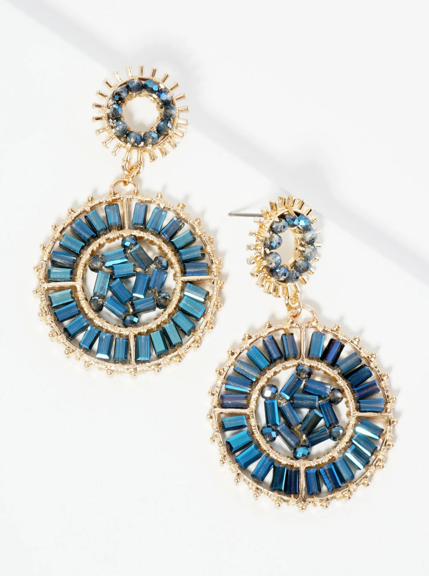 Double Circle Drop Earrings Adorned With Glass Beads