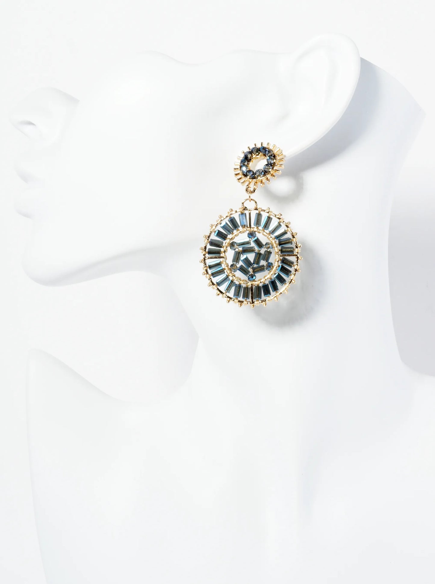 Double Circle Drop Earrings Adorned With Glass Beads