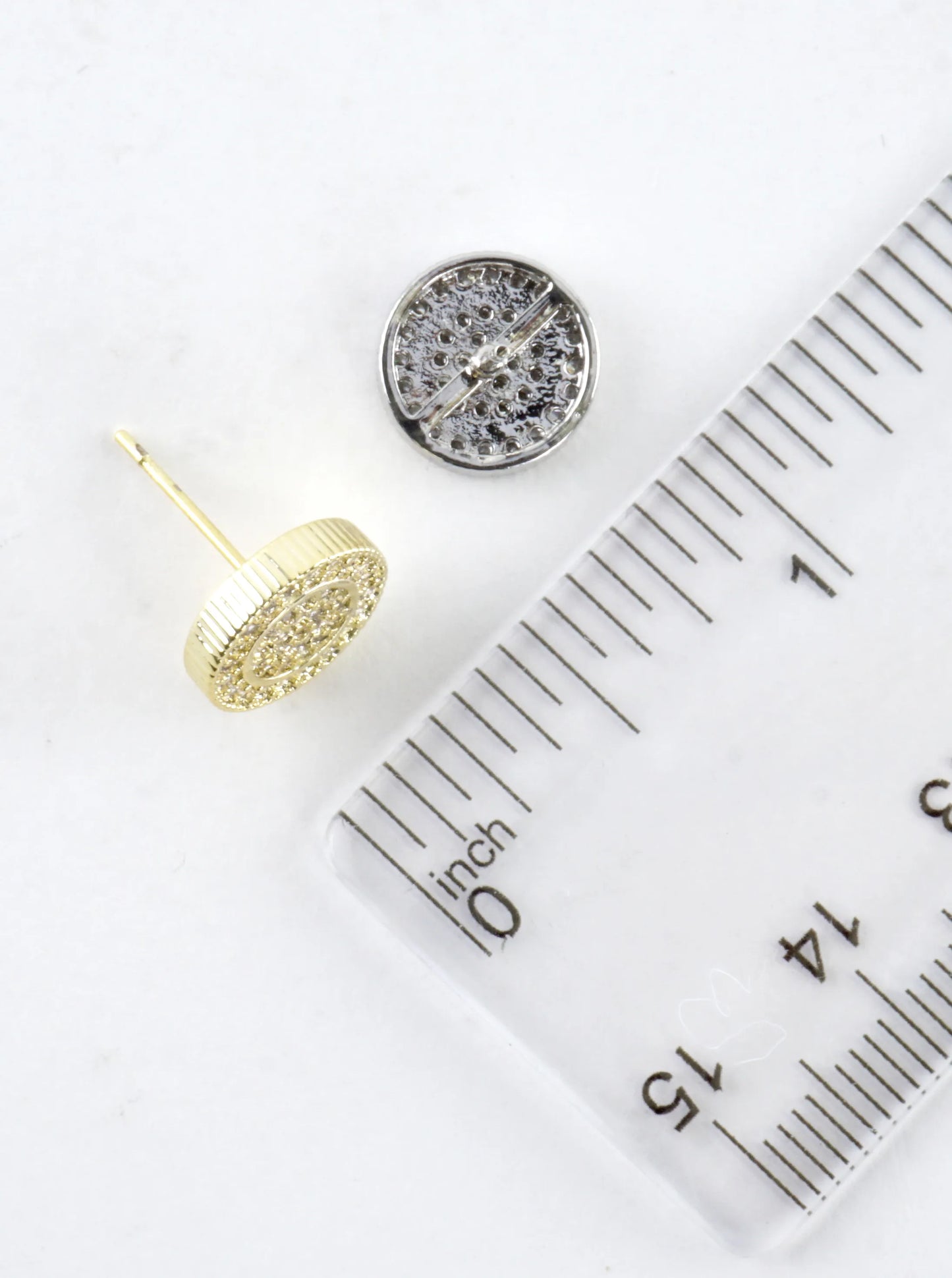 Double Circle Textured Pave Crystal Stud Earrings