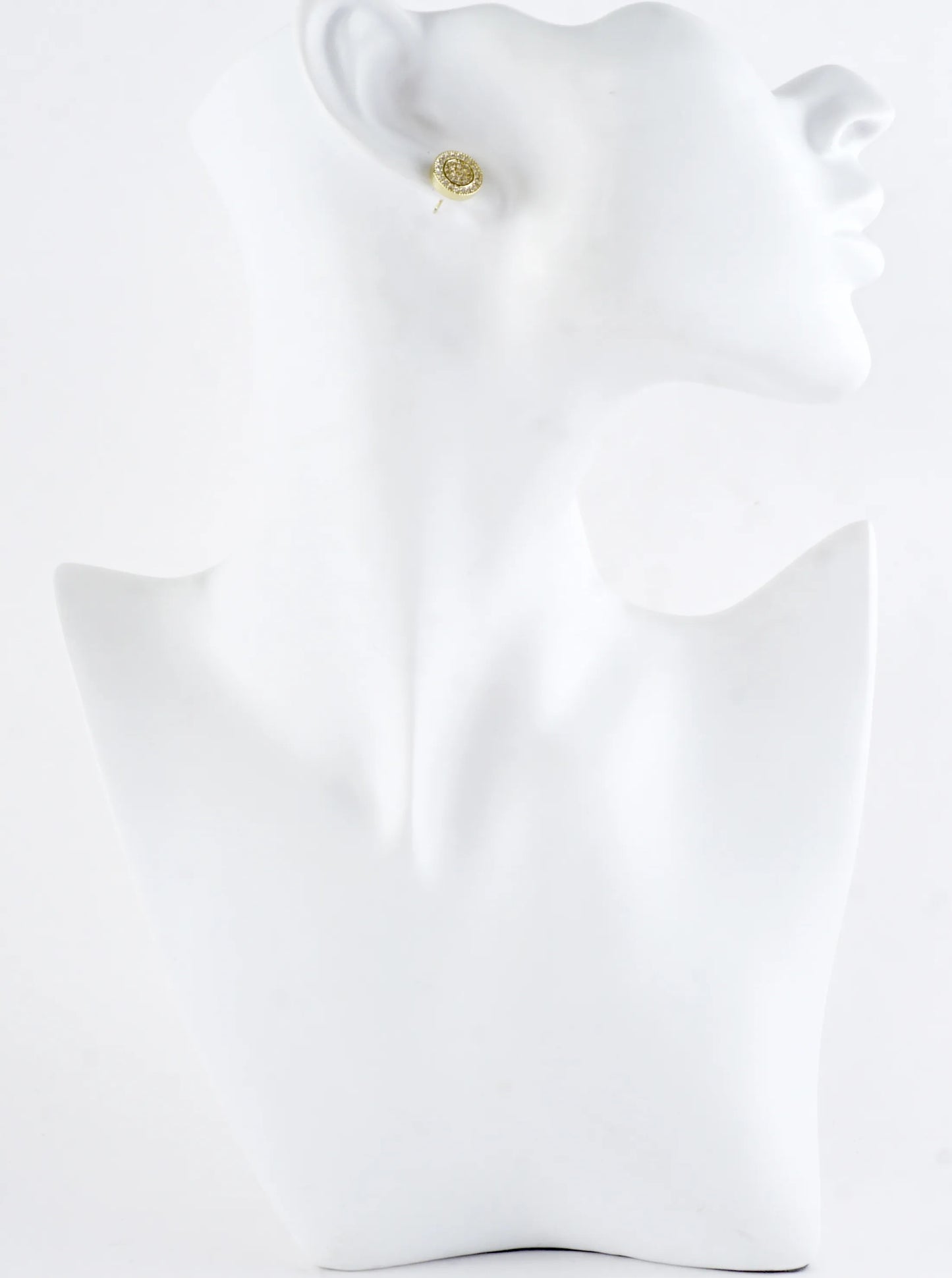 Double Circle Textured Pave Crystal Stud Earrings