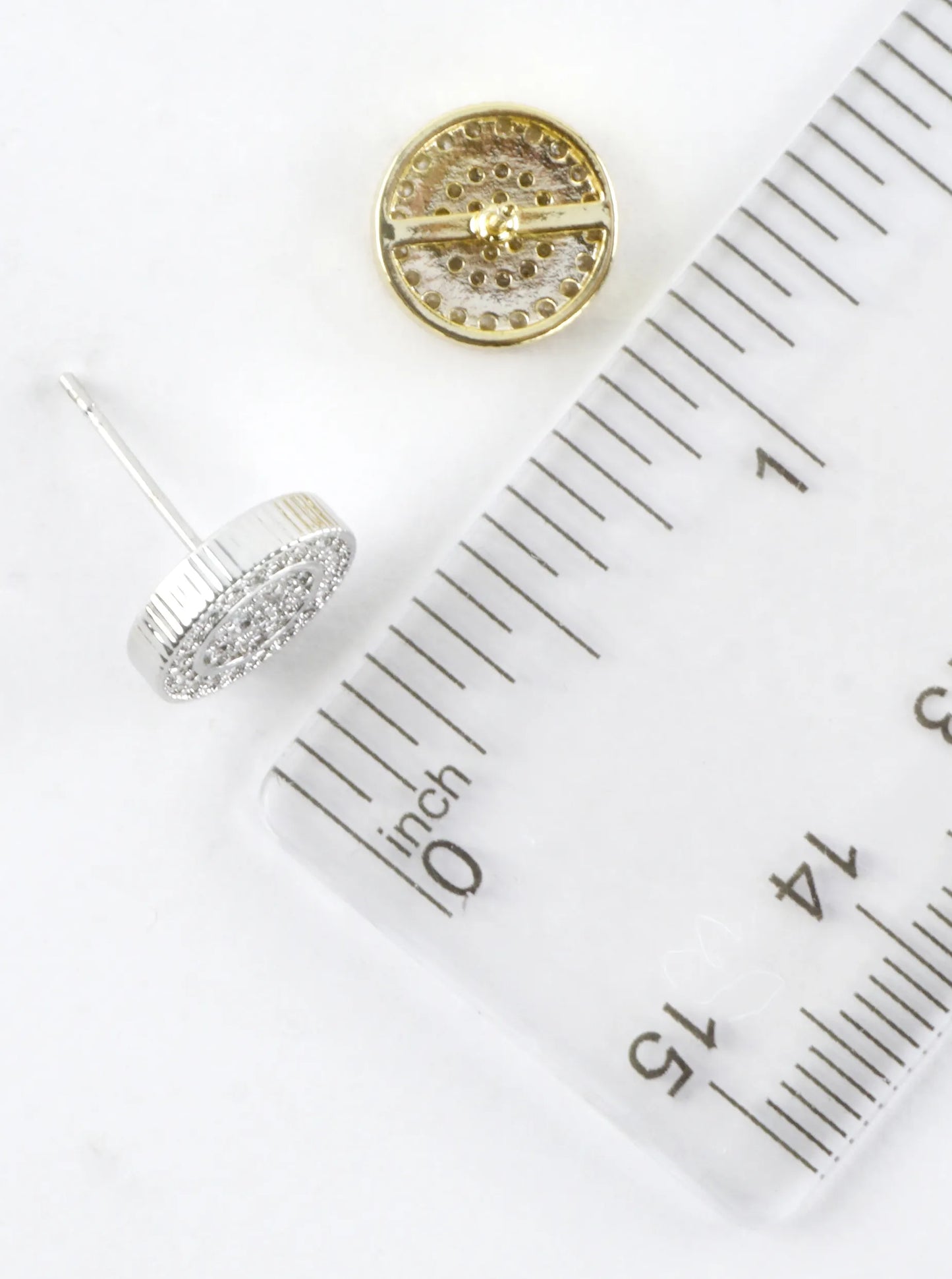 Double Circle Textured Pave Crystal Stud Earrings