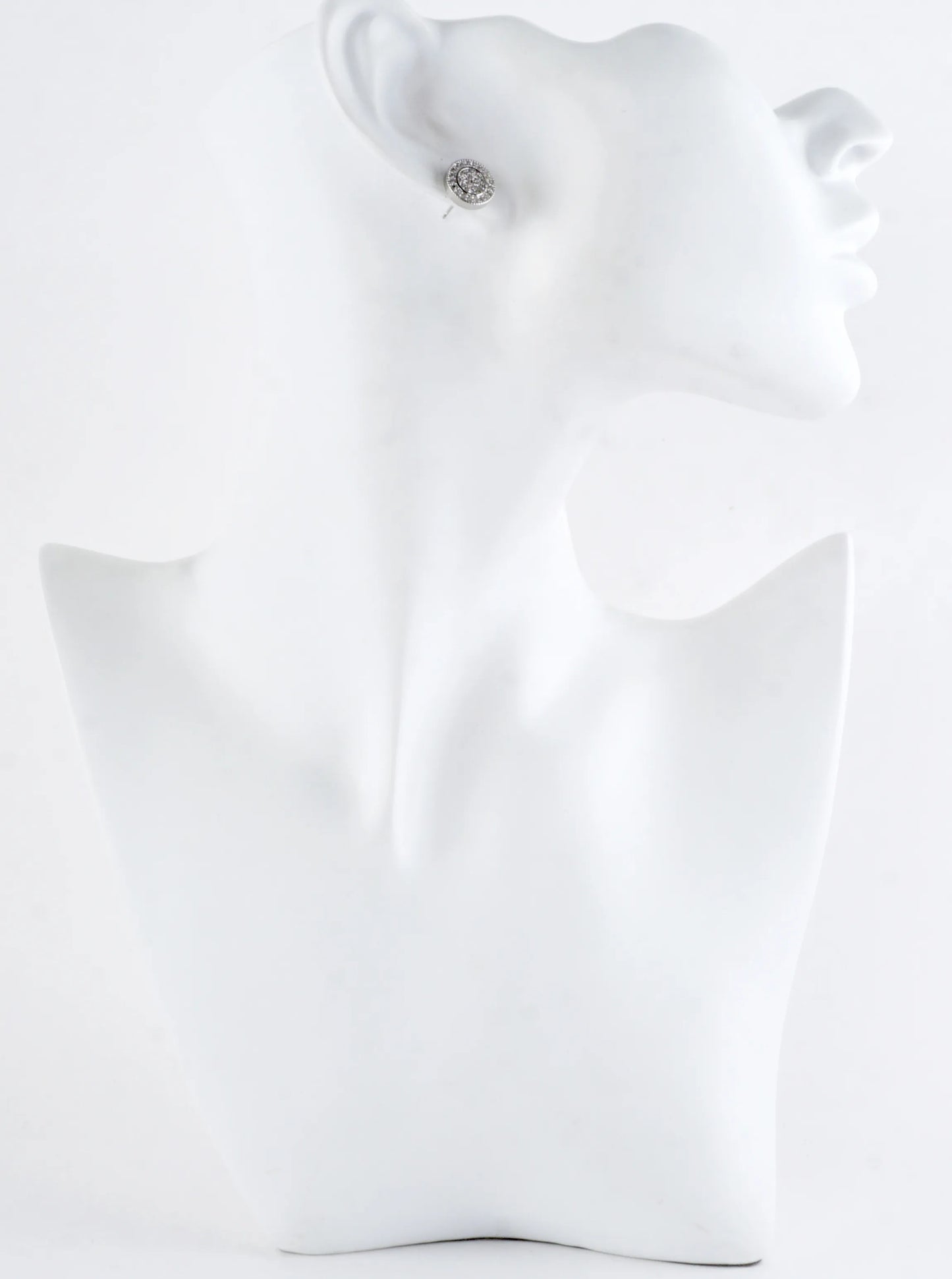 Double Circle Textured Pave Crystal Stud Earrings