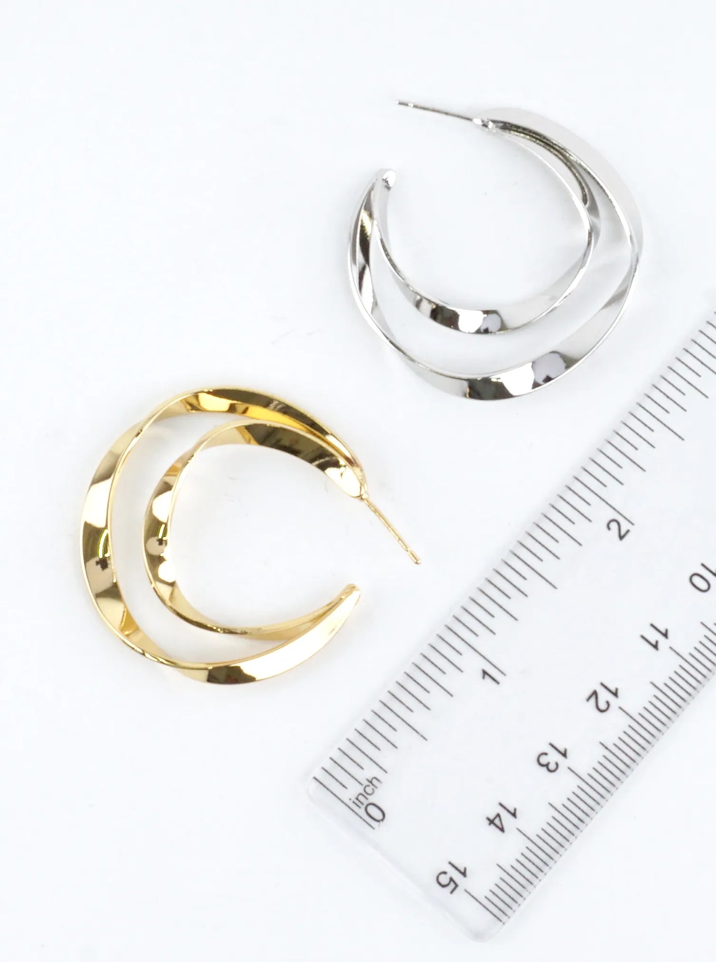 Double Layer Brass Organic Hoop Earrings
