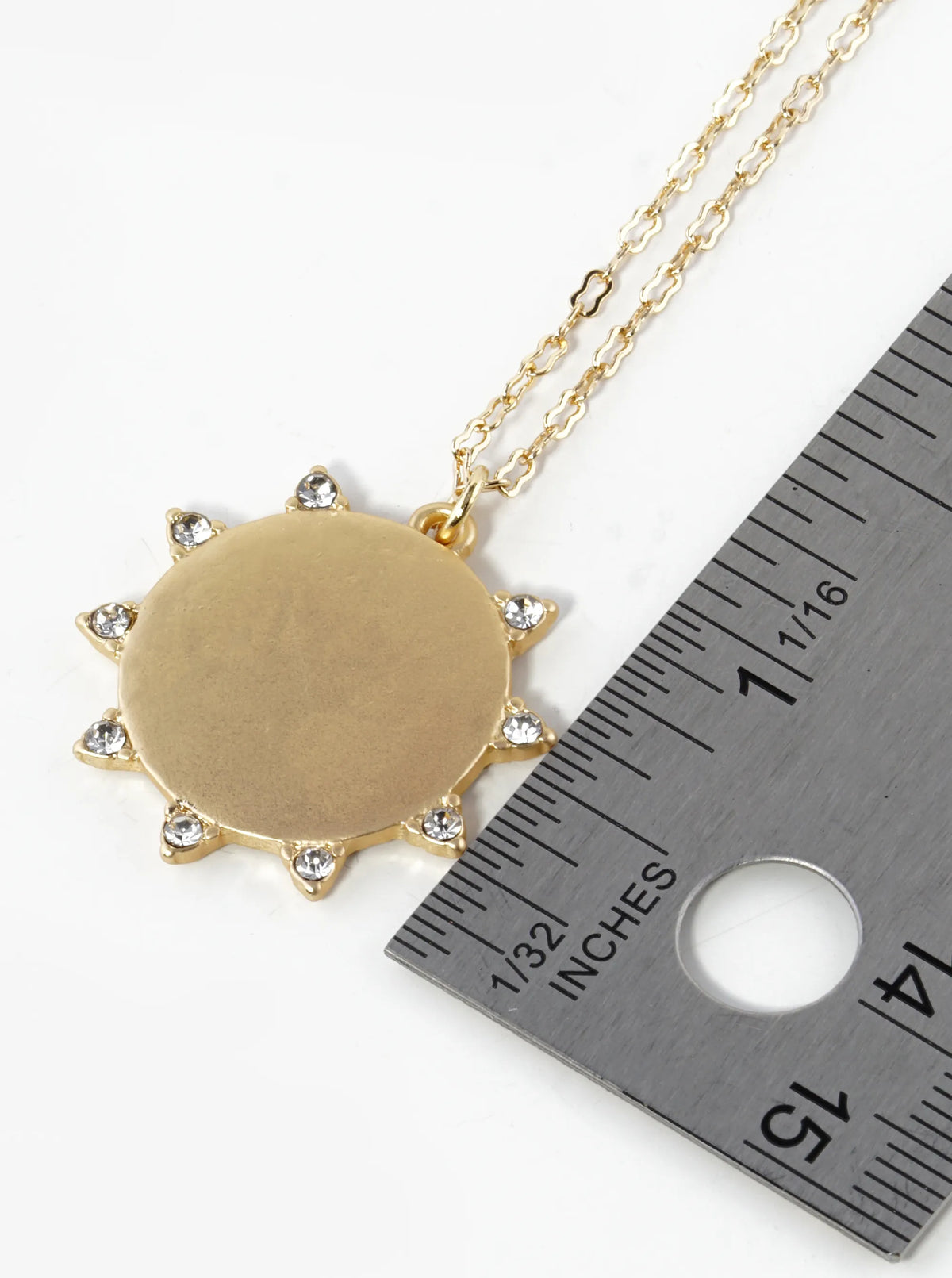 Double Layer Chain Necklace With Sunburst Pendant Necklace