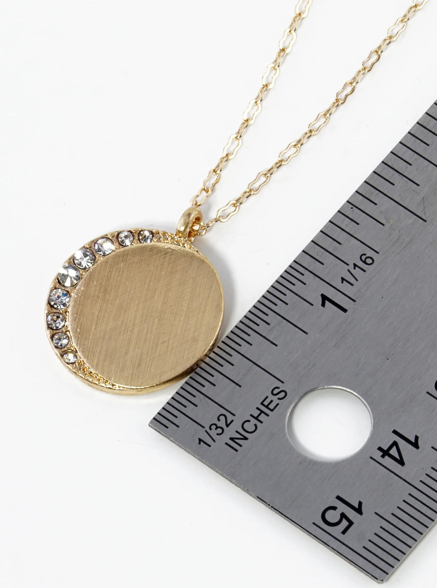 Double Layer Crescent Moon In Circle Pendant Necklace