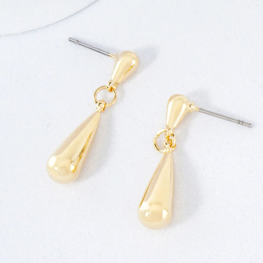 Double Puffy Teardrop 14K-Gold-Dipped Dangle Earrings