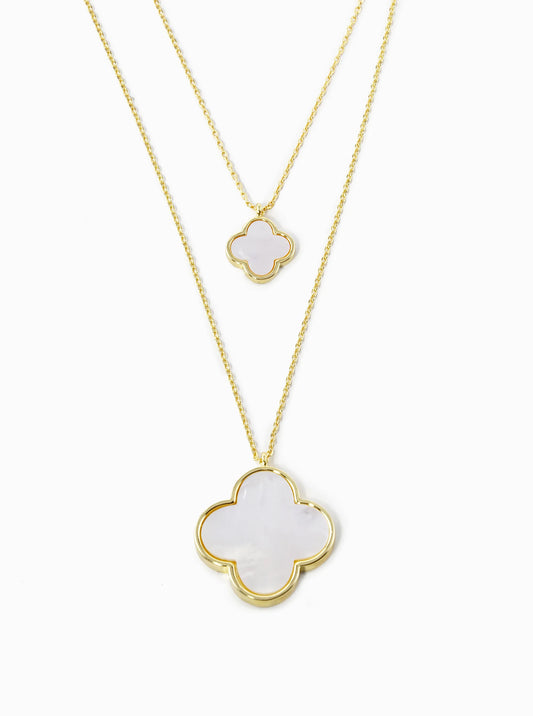 Double Quatrefoil Pendant Layered Necklace