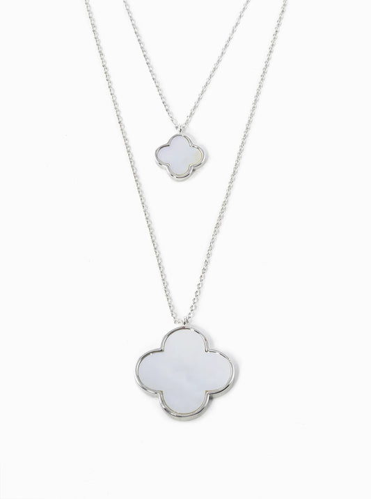 Double Quatrefoil Pendant Layered Necklace