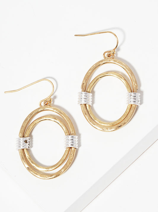 Double Round Metal Drop Earrings