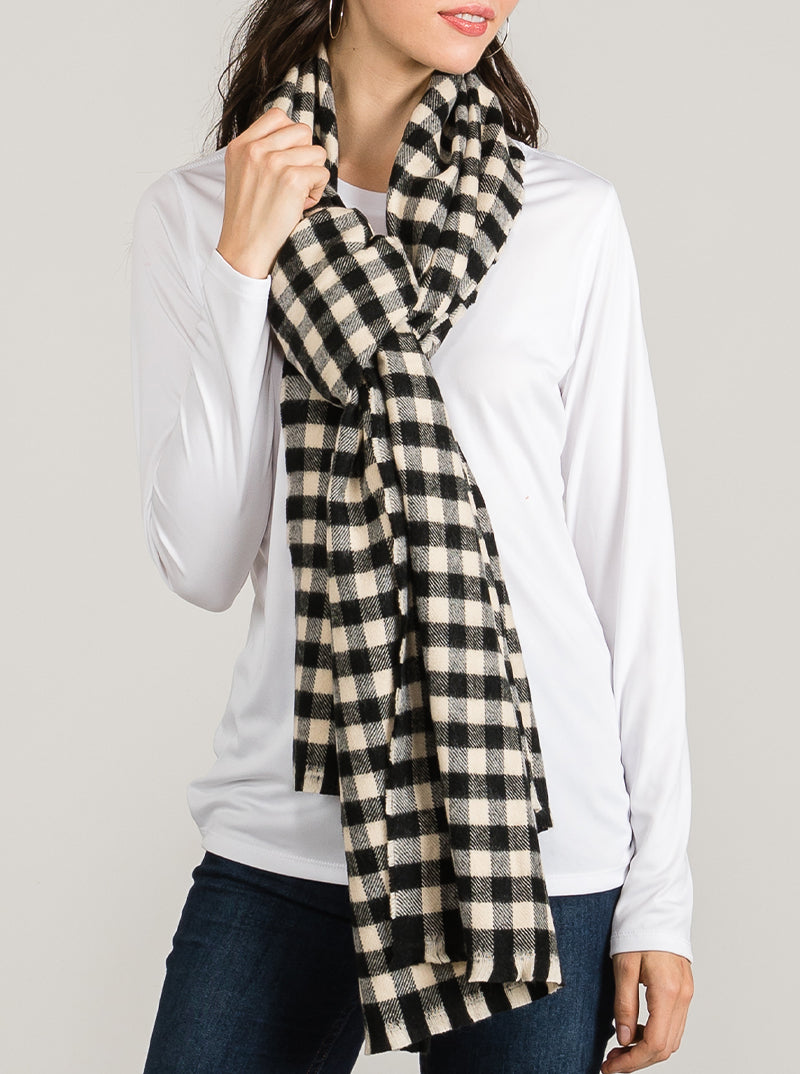 Double Sided Checkered Soft Acrylic Oblong Scarf