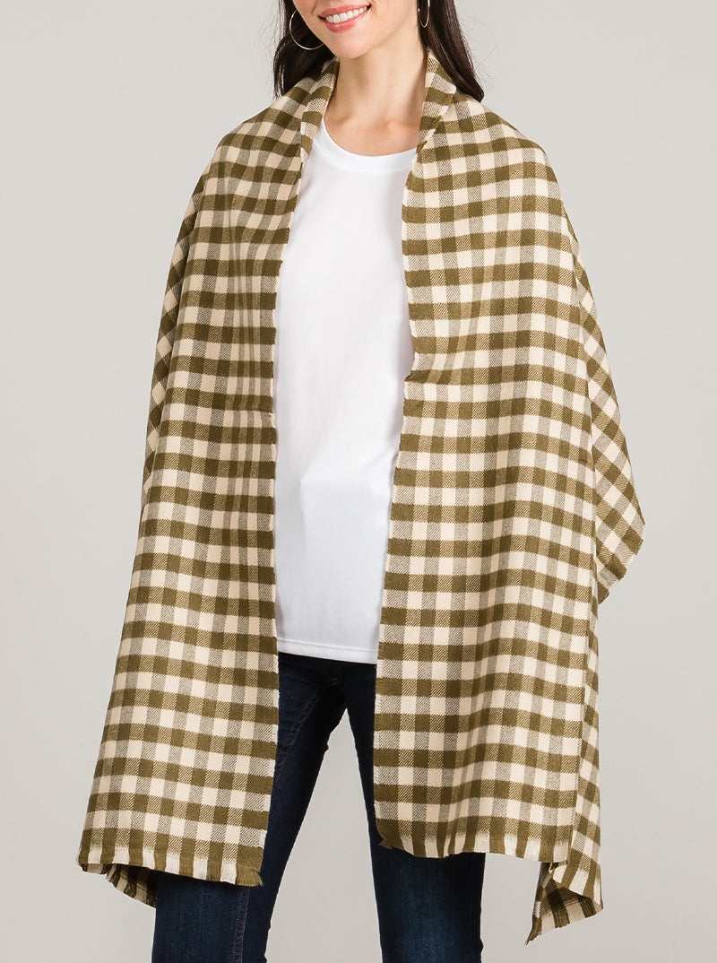 Double Sided Checkered Soft Acrylic Oblong Scarf