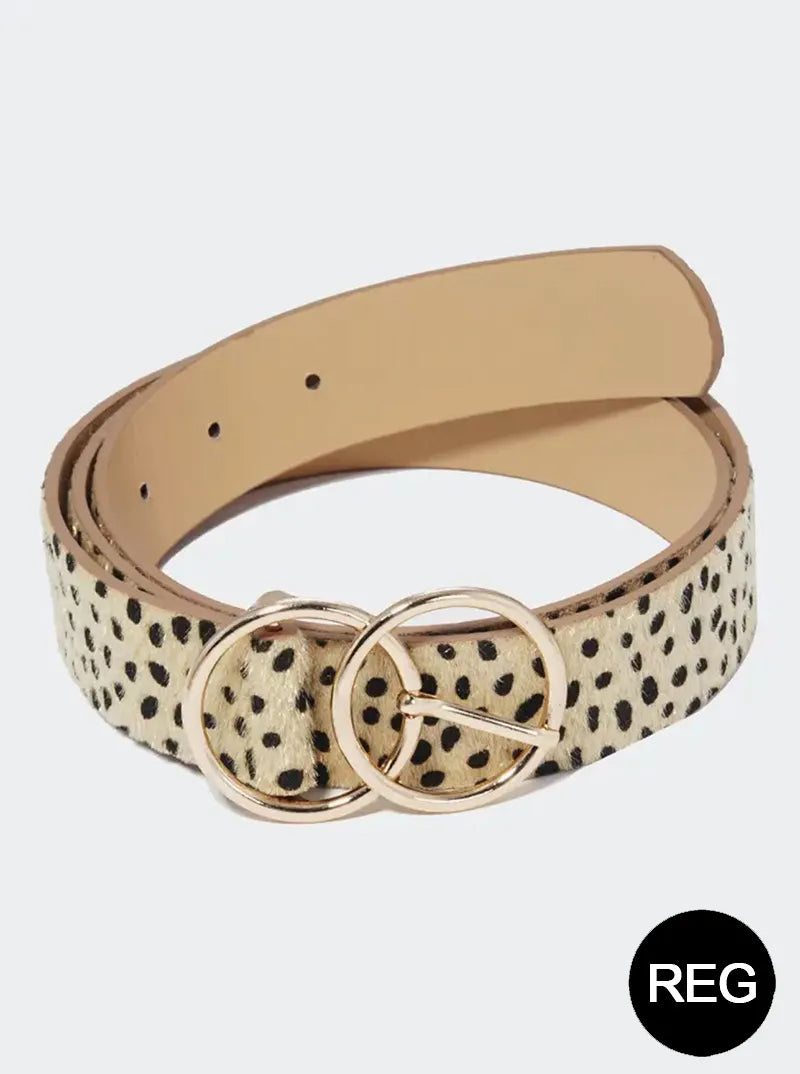 Double Circle Metal Buckle Leatherette Belt