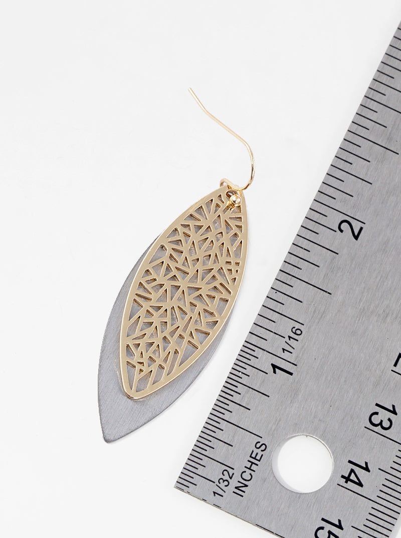 Double Marquise Filigree Metal Dangle Drop Earrings
