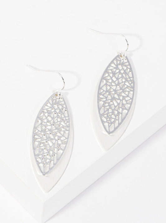 Double Marquise Filigree Metal Dangle Drop Earrings