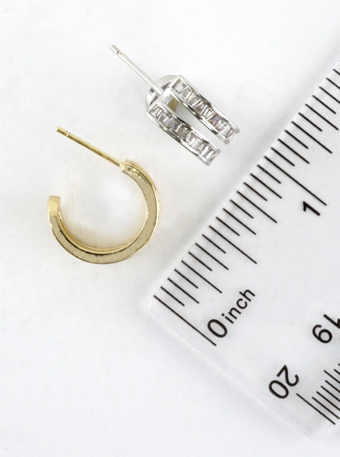 Double-row Baguette CZ Huggie Hoop Earrings