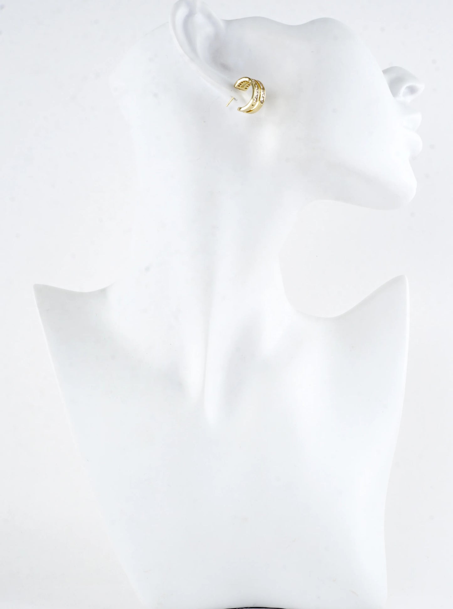Double-row Baguette CZ Huggie Hoop Earrings