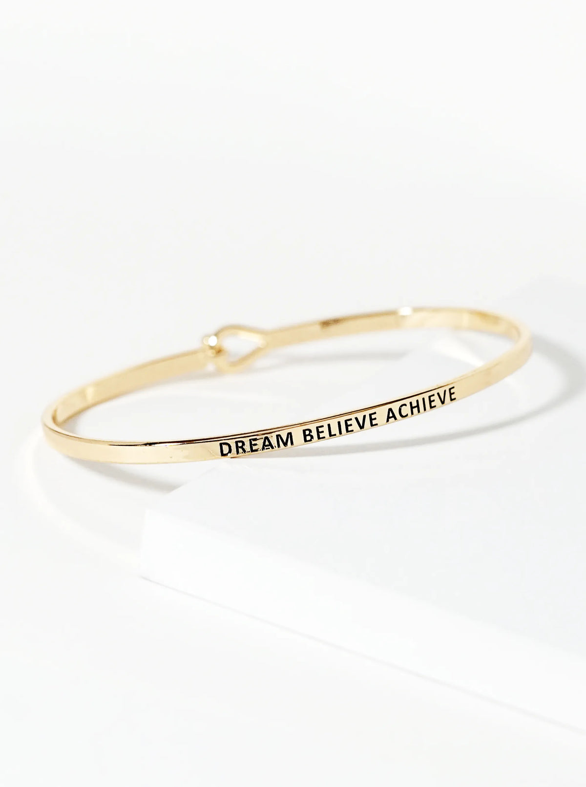 Dream Believe Achieve Engraved Inspirational Bangle Bracelet