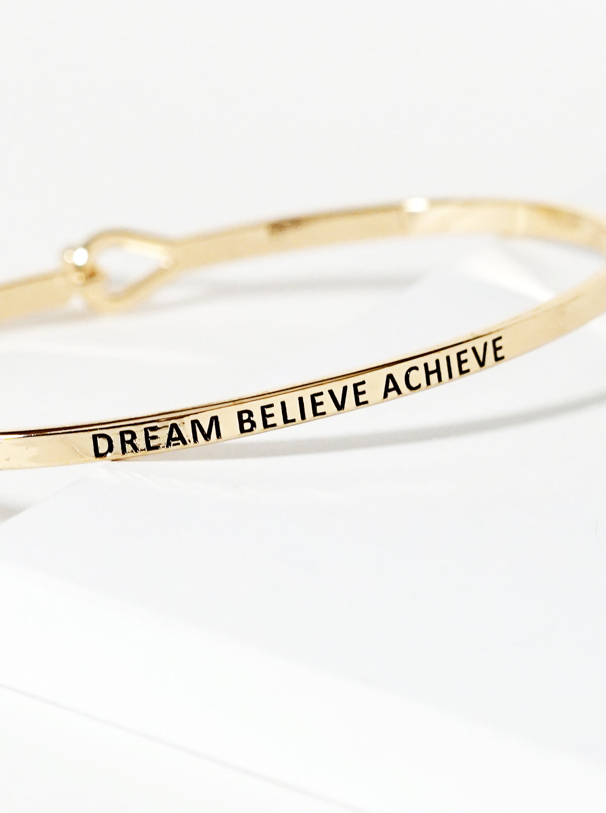 Dream Believe Achieve Engraved Inspirational Bangle Bracelet