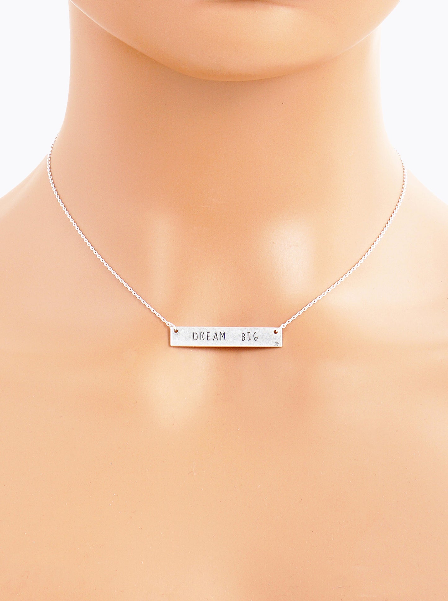 Dream Big Engraved Horizontal Bar Pendant Necklace