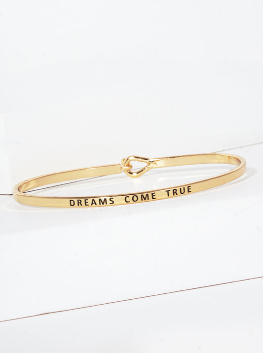 Dreams Come True Engraved Inspirational Bangle Bracelet
