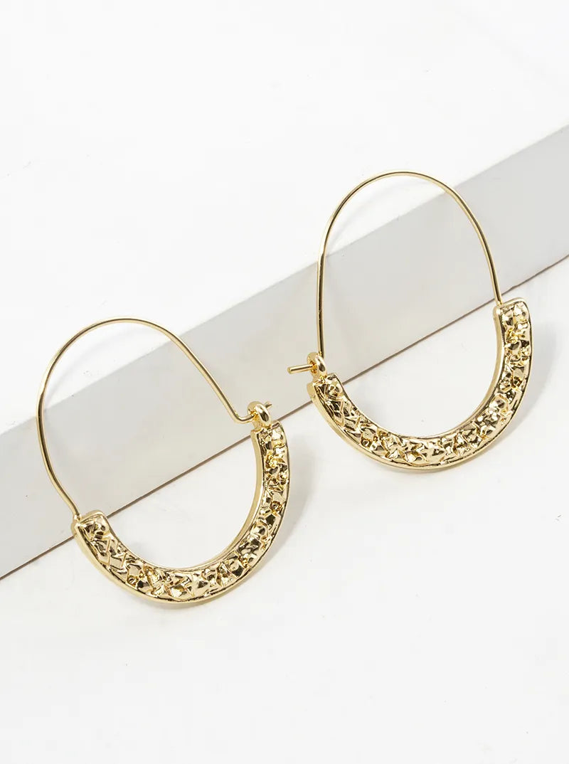 Druzy Textured Half Circle Earrings