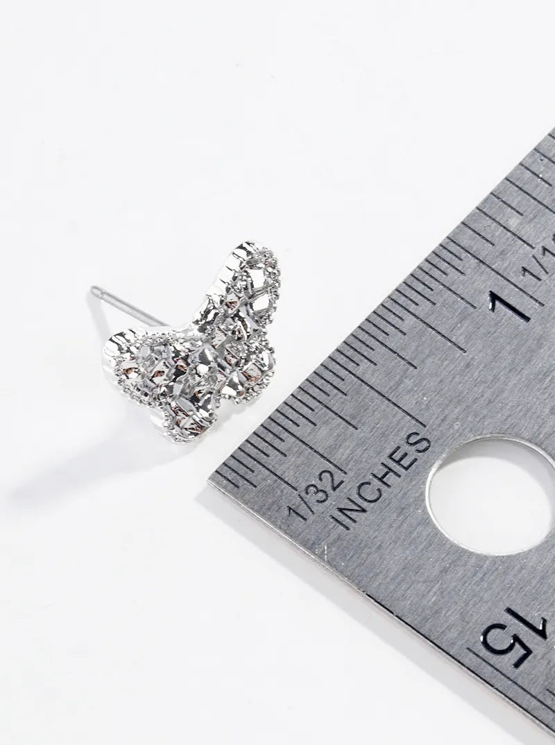 Druzy Textured Metal Butterfly Stud Earrings