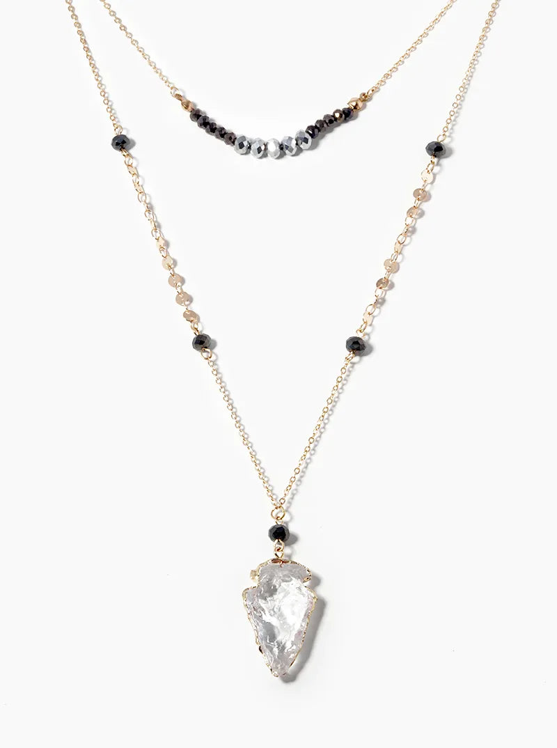 Dual Layer Arrowhead Resin Pendant Necklace