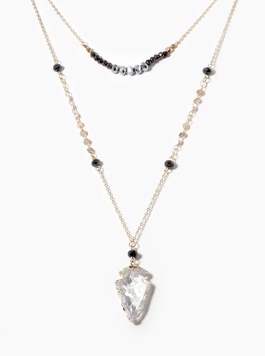 Dual Layer Arrowhead Resin Pendant Necklace