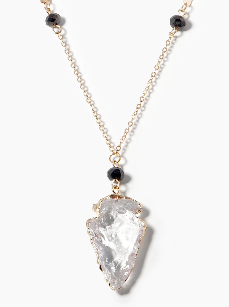 Dual Layer Arrowhead Resin Pendant Necklace