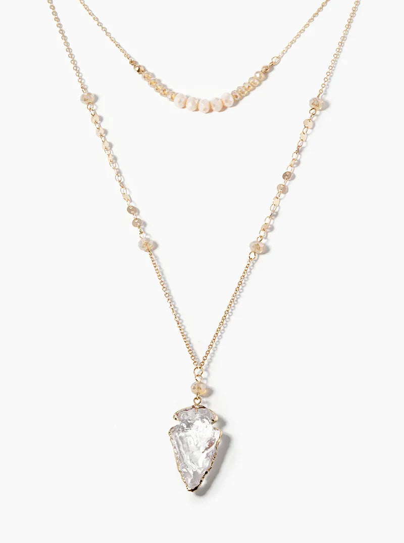 Dual Layer Arrowhead Resin Pendant Necklace