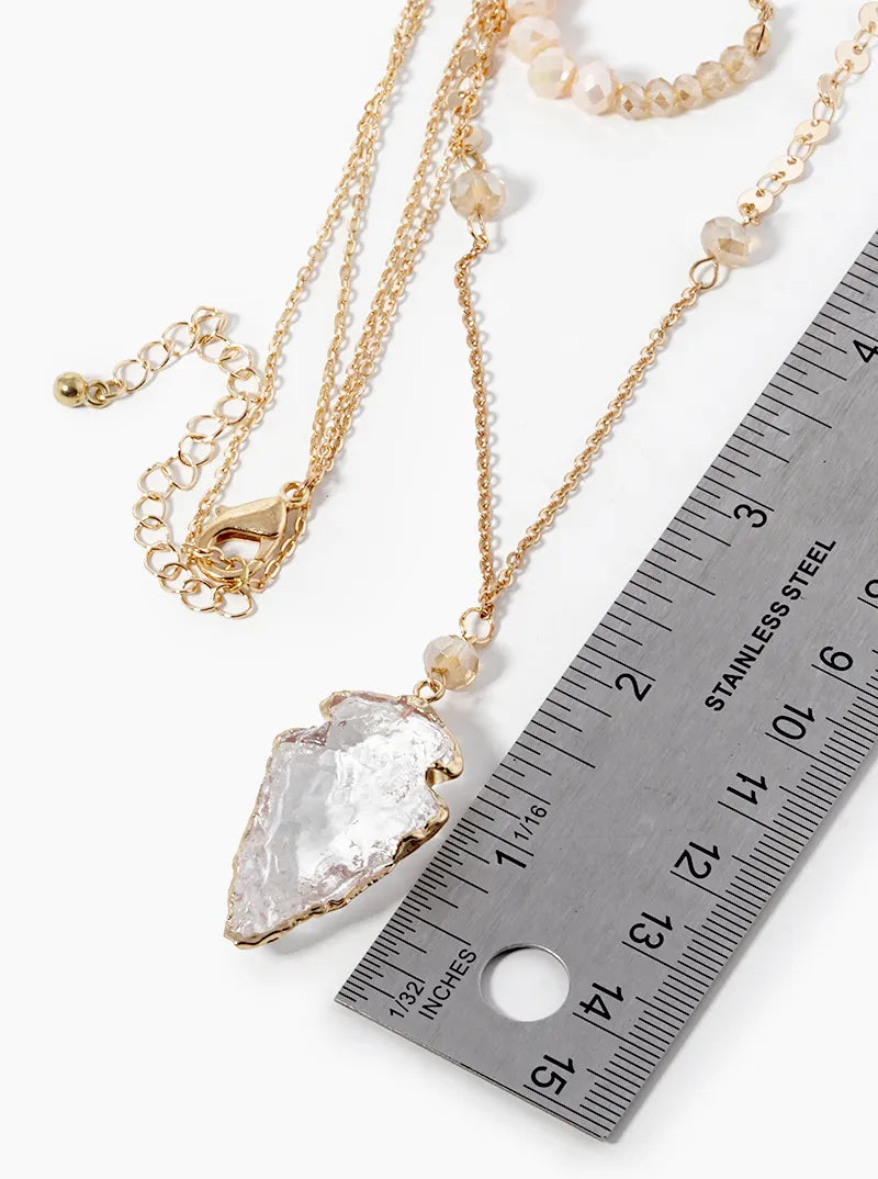 Dual Layer Arrowhead Resin Pendant Necklace