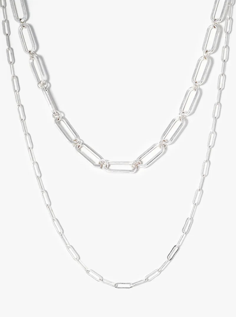 Dual Layer Paperclip Chain Necklace