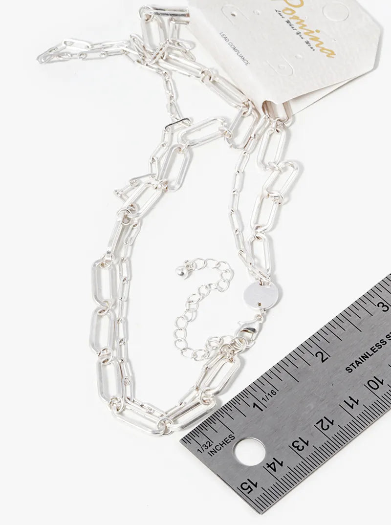 Dual Layer Paperclip Chain Necklace